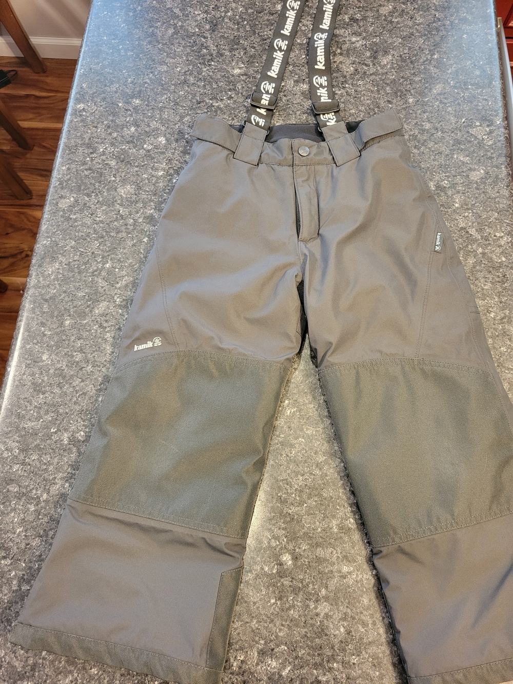 Kamik Kid's Gray Snow Pants with Removable Branded Suspenders